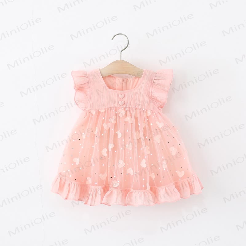 Toddler Heart Glitter Tulle Dress - Pink - 5-7T - image 1