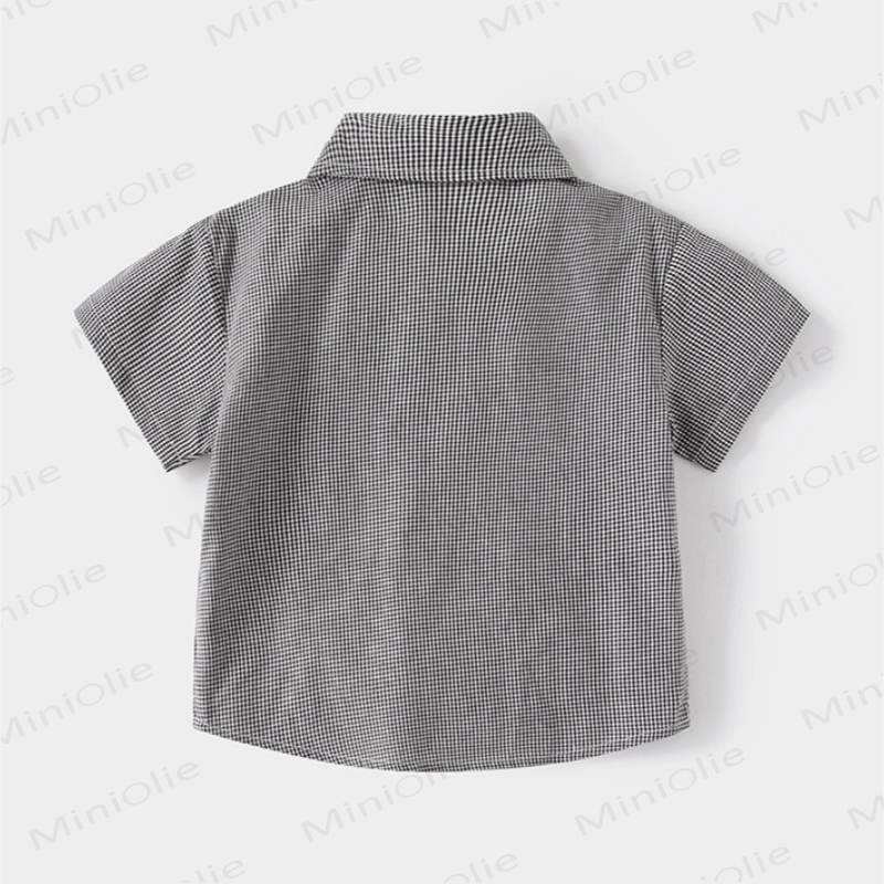 Kid Boy Cartoon Bear Plaid Shirt Top - image 3