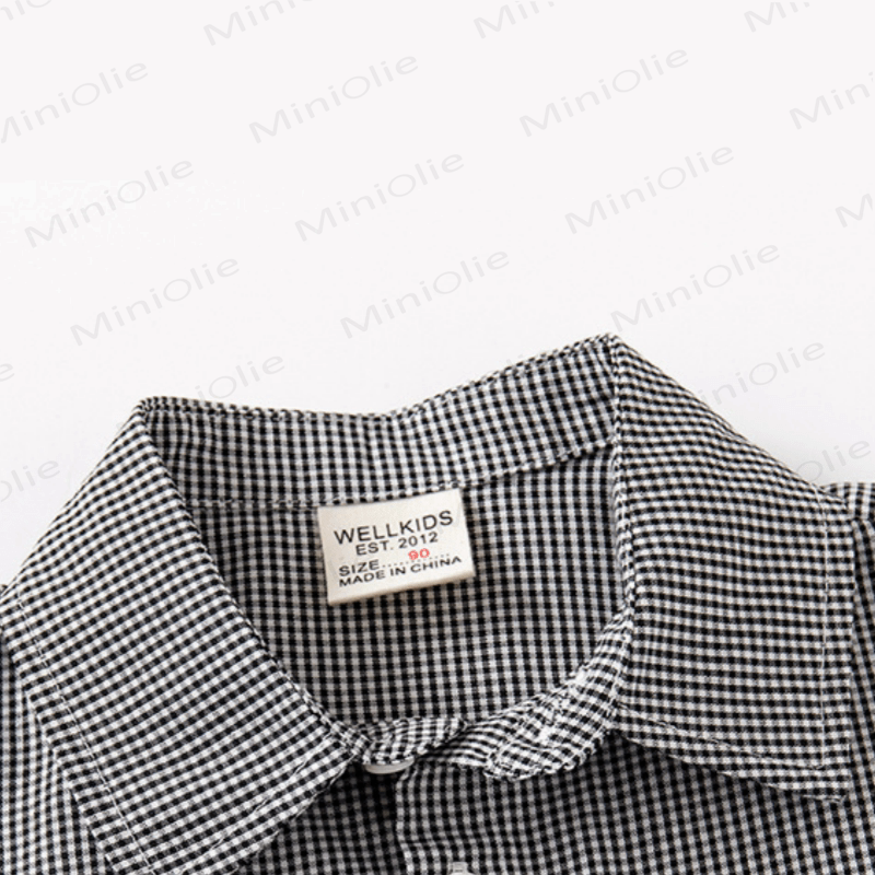 Kid Boy Cartoon Bear Plaid Shirt Top - image 4