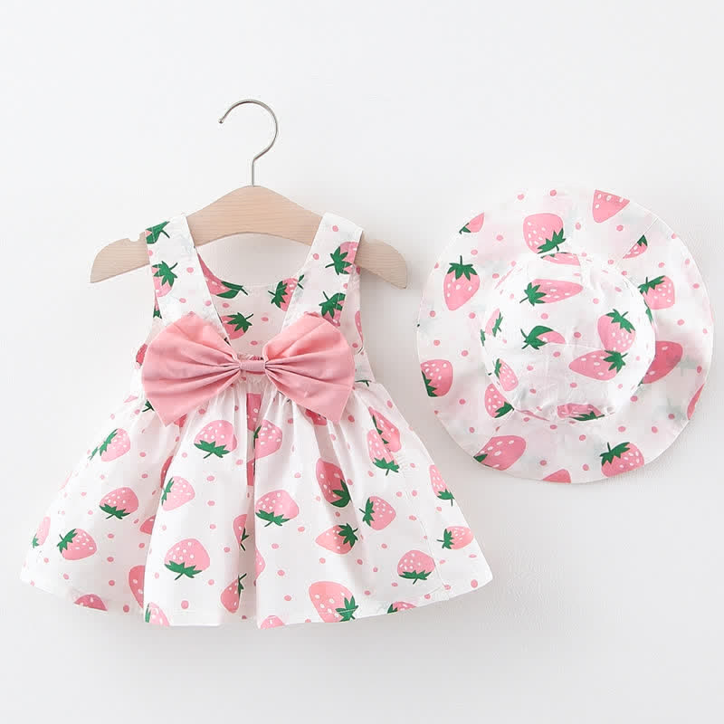 Baby Strawberry Dots Dress with Hat - Pink - 2-3T - image 1