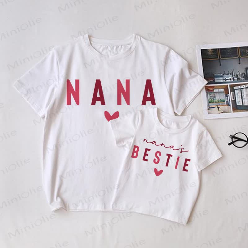 NANA/NANA'S BESTIE White Family Matching T-Shirt - White - Adult T-Shirt: XL - image 1