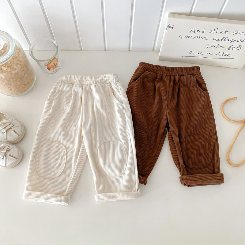 Toddler Solid Color Patch Corduroy Pants - image 1