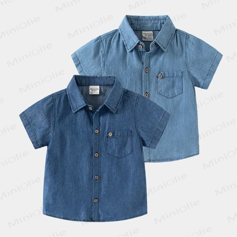 Toddler Boy Short-sleeved Denim Shirt - image 1