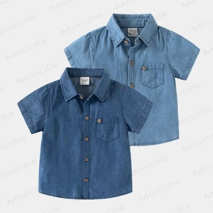 Toddler Boy Short-sleeved Denim Shirt - image 1