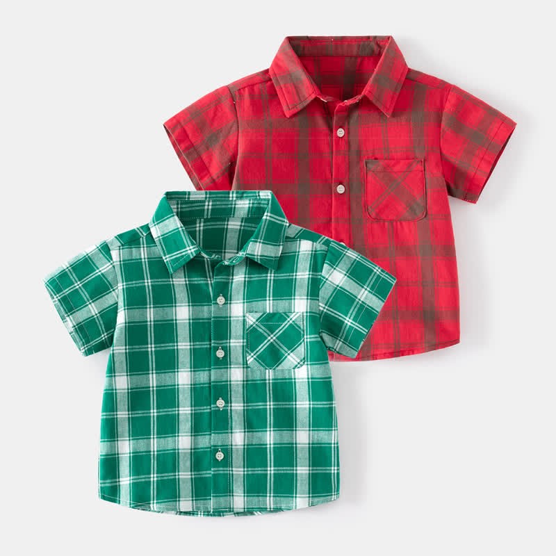 Kid Boy Plaid Short-sleeve Shirt Top - image 1