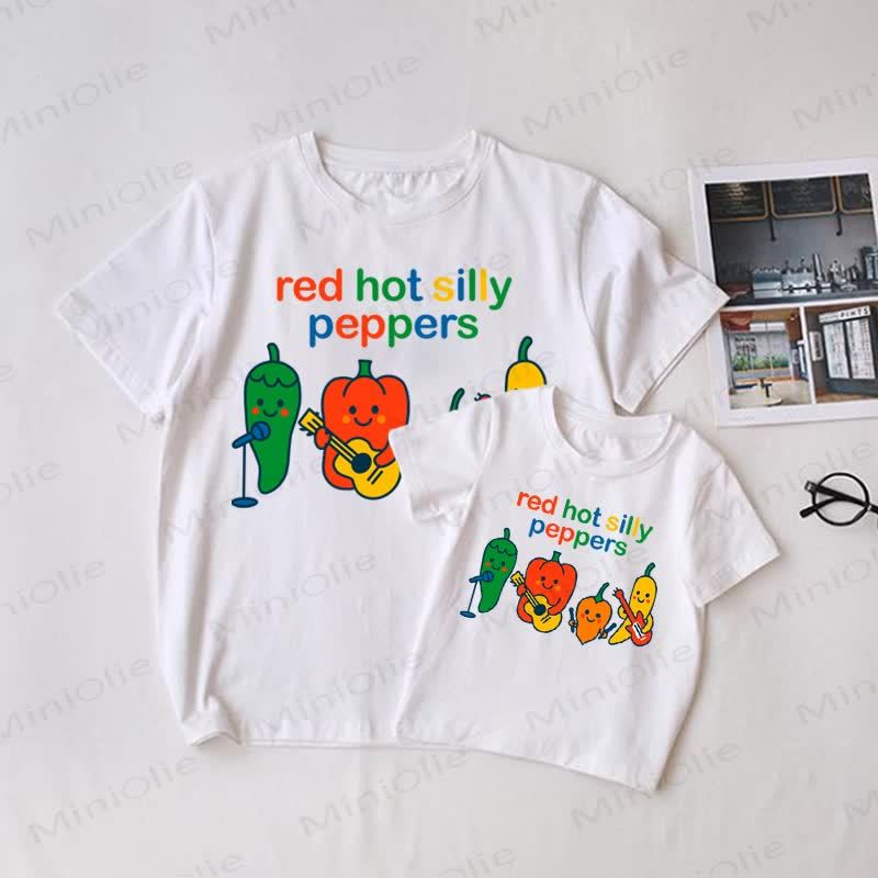RED HOT SILLY PEPPERS White Family Matching T-Shirt - White - Adult T-Shirt: XL - image 1