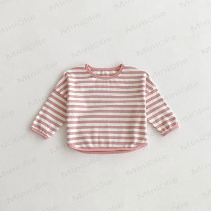 Toddler Striped Base Layer Casual T-Shirt - Pink - 8Y - image 25