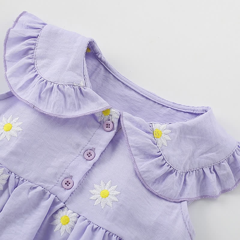Toddler Kid Purple Embroidered Daisy Dress - image 4