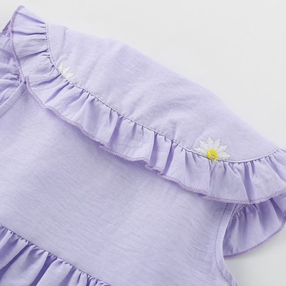 Toddler Kid Purple Embroidered Daisy Dress - image 5
