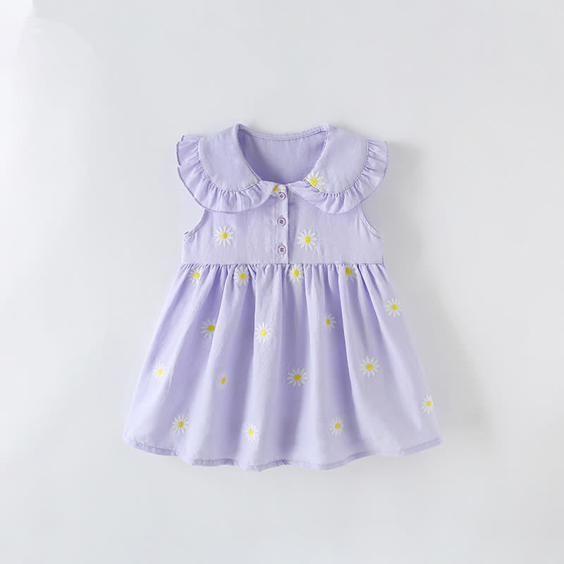 Toddler Kid Purple Embroidered Daisy Dress - Purple - 12Y - image 1