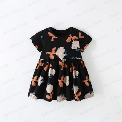 Toddler Kid Black Graffiti Flower Dress - Black - 12Y - image 1