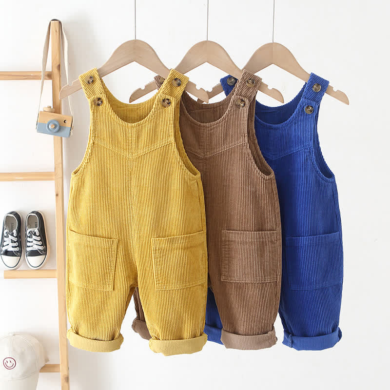 Toddler Solid Color Corduroy Neutral Overalls - image 1