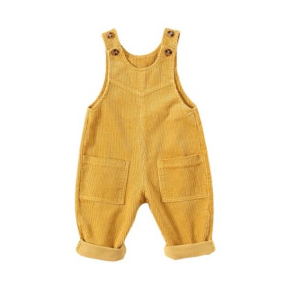 Toddler Solid Color Corduroy Neutral Overalls - image 4