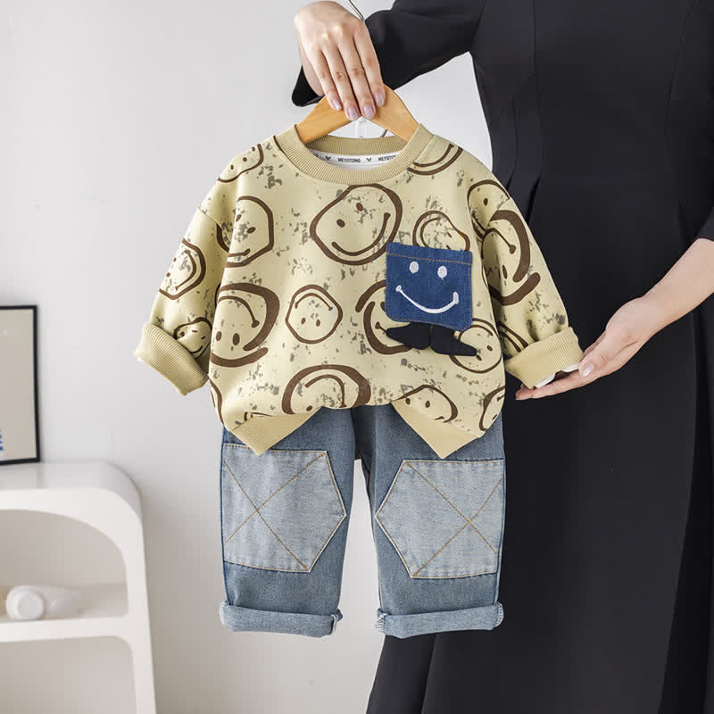 Baby Boy 2-Piece Denim Smile Set - Yellow - 3-5T - image 2