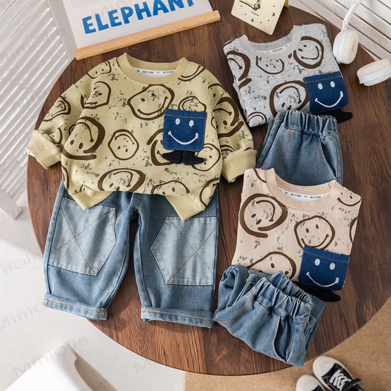 Baby Boy 2-Piece Denim Smile Set - image 1