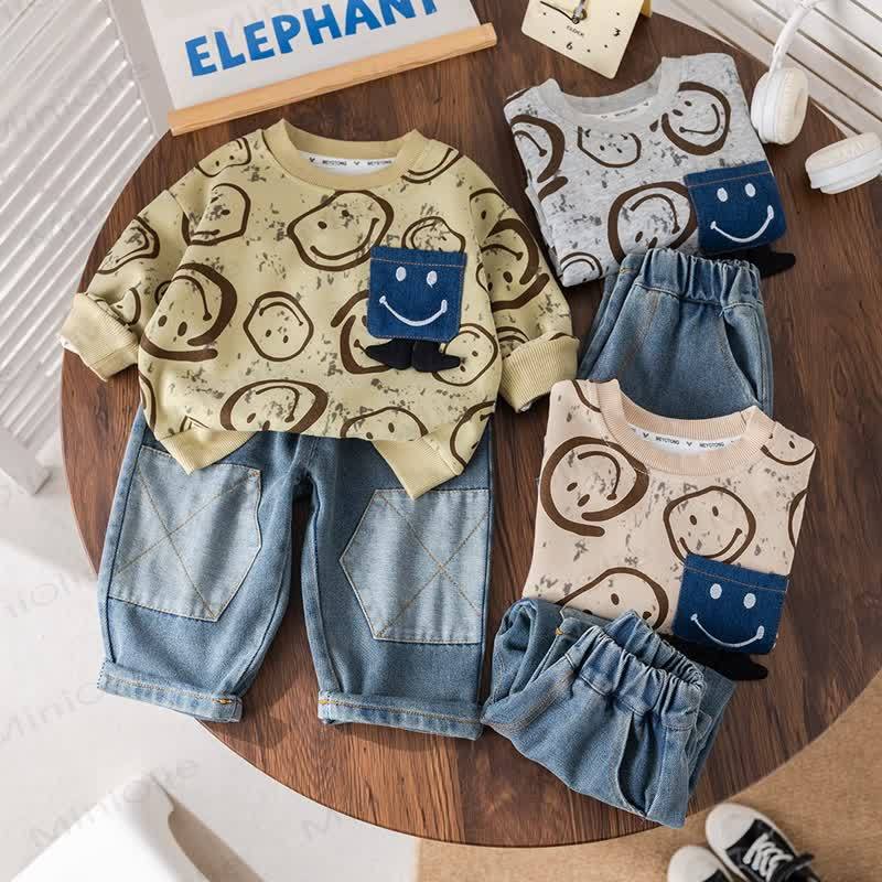 Baby Boy 2-Piece Denim Smile Set - image 1