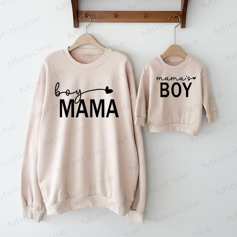 MAMA/MAMA'S BOY Mommy and Me Beige Family Sweatshirt - Beige - Adult Sweatshirt: XL - image 1