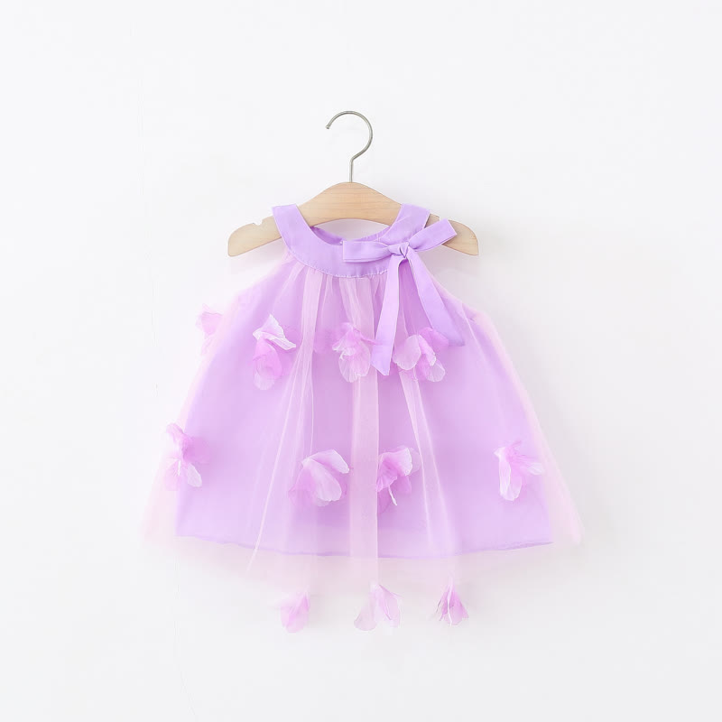 Toddler 3D Flower Bow Tulle Charming Dress - Purple - 5-7T - image 1