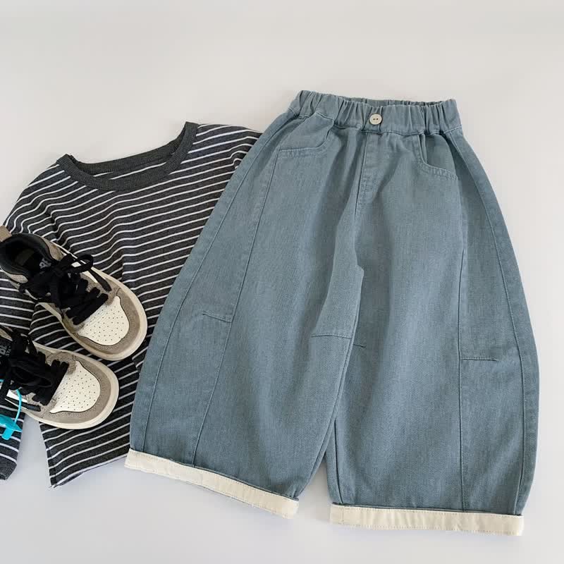 Toddler Minimalist Style Loose Pants - Blue - 10Y - image 6