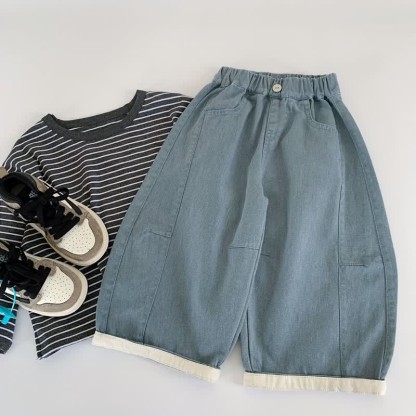 Toddler Minimalist Style Loose Pants - Blue - 10Y - image 6