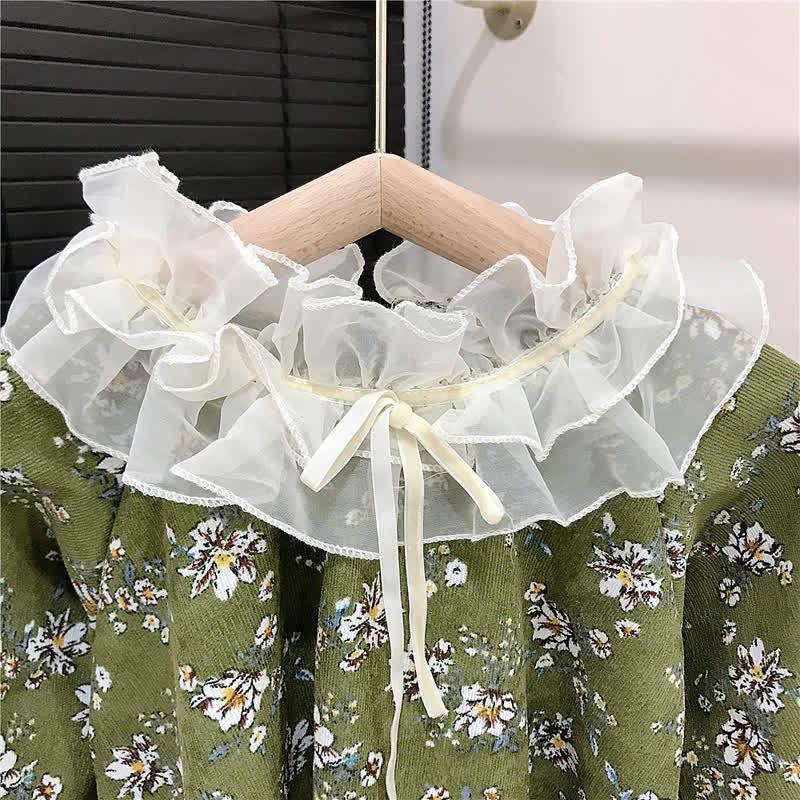Toddler Green Flower Corduroy Dress - image 9
