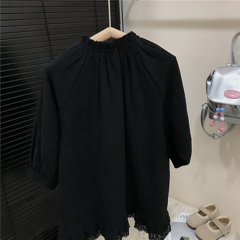 Toddler Vintage Black Solid Color Dress - image 6