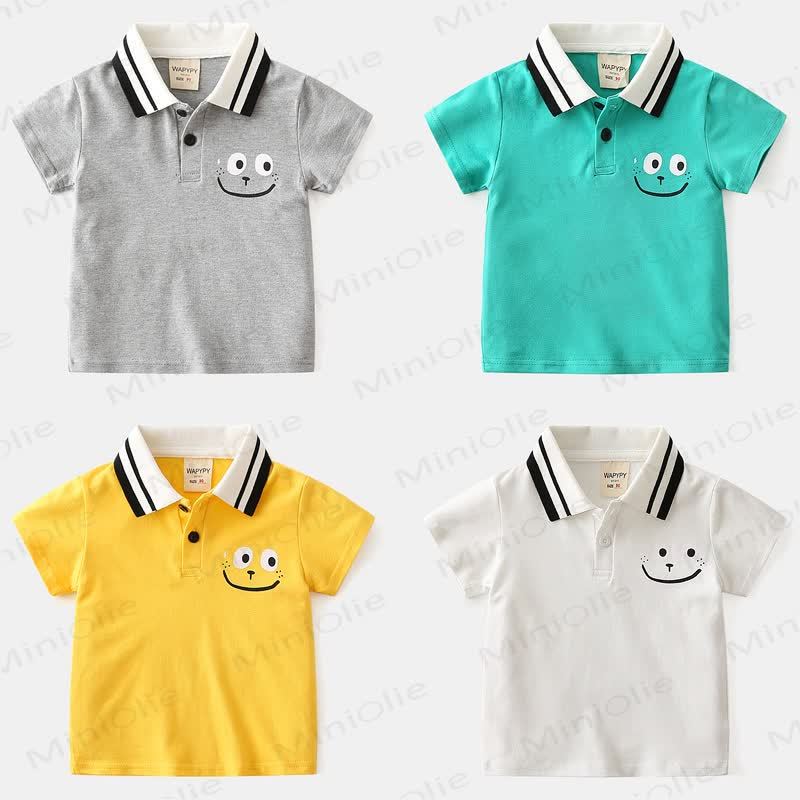 Kid Boy Smile Face Polo Shirt - image 1