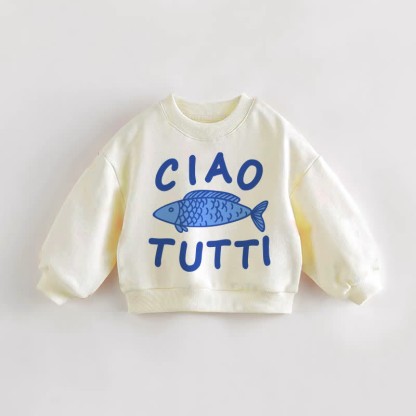 CIAO TUTTI Baby Toddler Fish Sweatshirt - Cream - 3-5T - image 1
