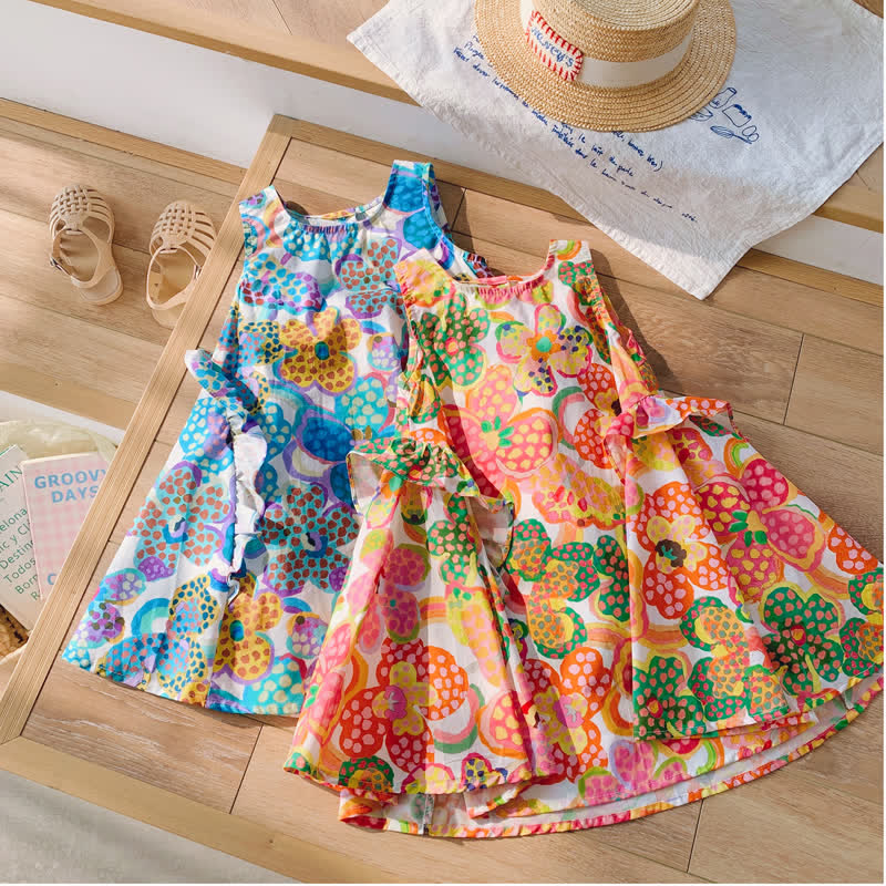 Toddler Chic Dots Flower Sleeveless Dress - image 1