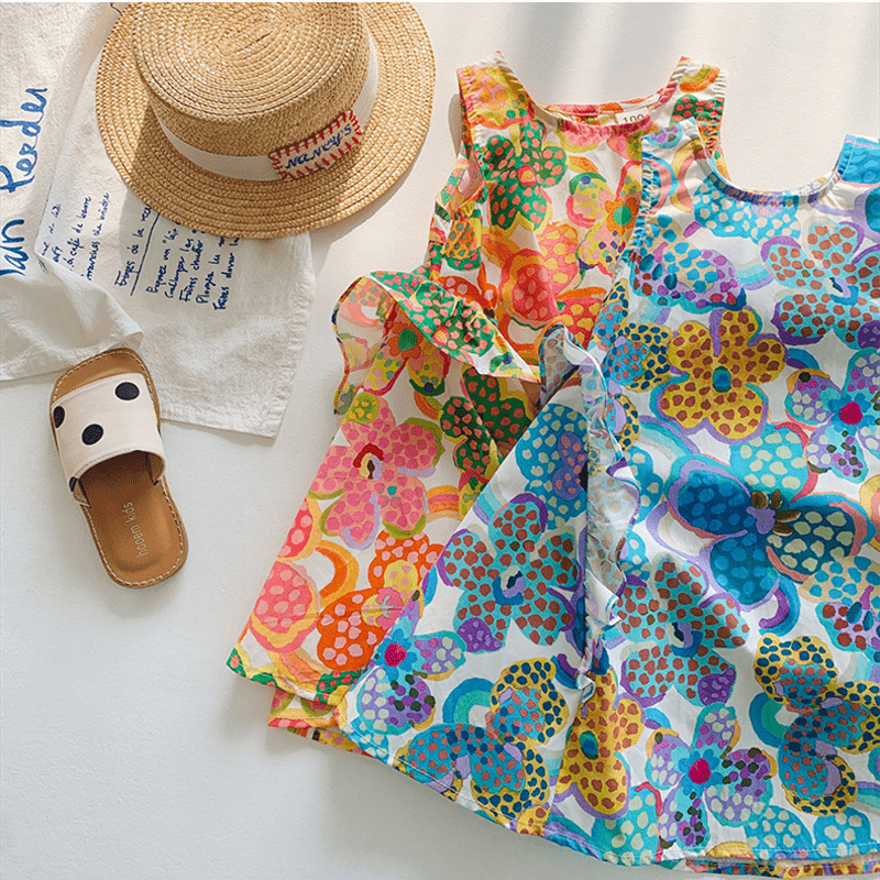 Toddler Chic Dots Flower Sleeveless Dress - image 9