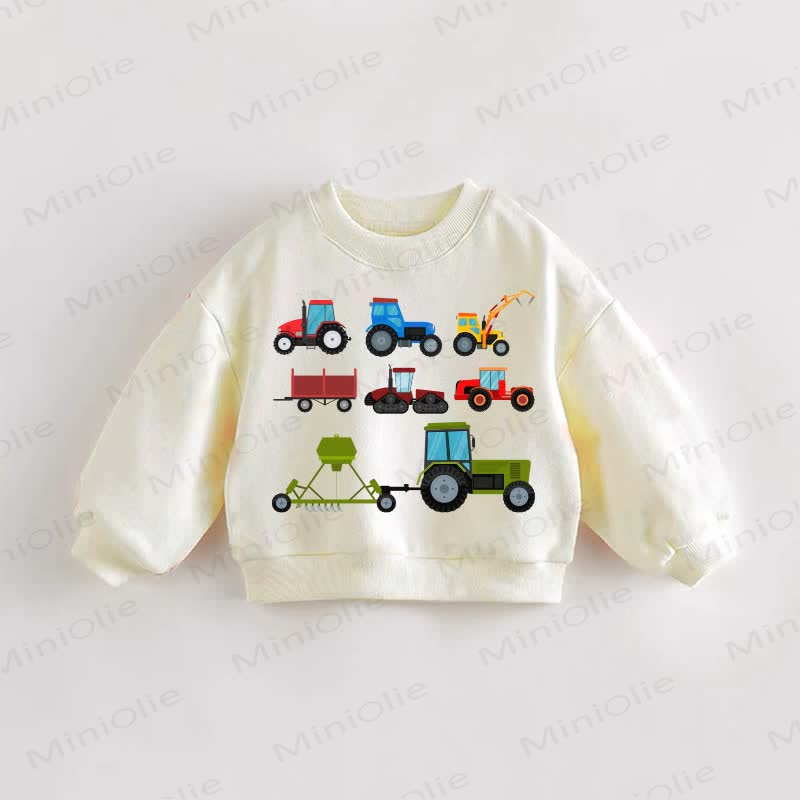 Baby Toddler Engineering Vehicle Sweatshirt - Cream - 3-5T - image 1