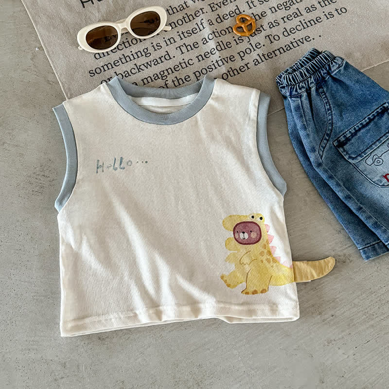Baby Cute Animal Beige Tank Top - Blue - 2-3T - image 2