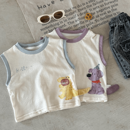 Baby Cute Animal Beige Tank Top - image 1