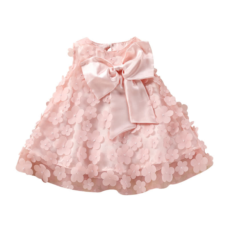 Baby Bow Pink Tulle Flower Party Dress - image 2