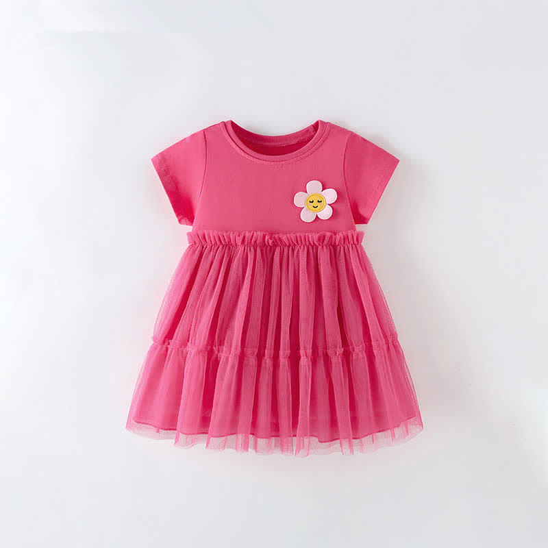 Toddler Youthful Flower Tulle Pink Dress - Pink - 12Y - image 1