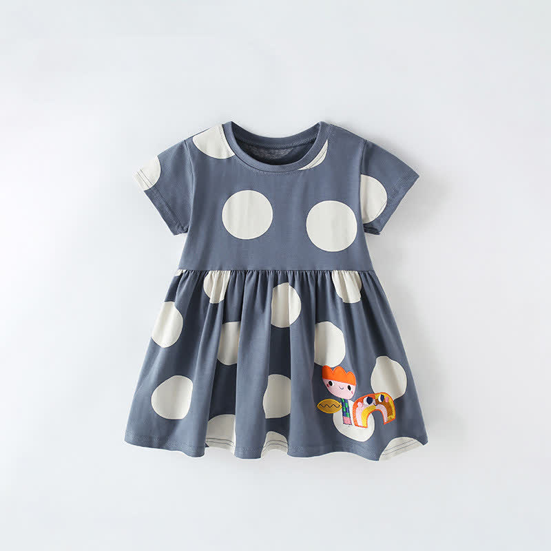 Toddler Dots Flower Rainbow Grey Dress – MiniOlie