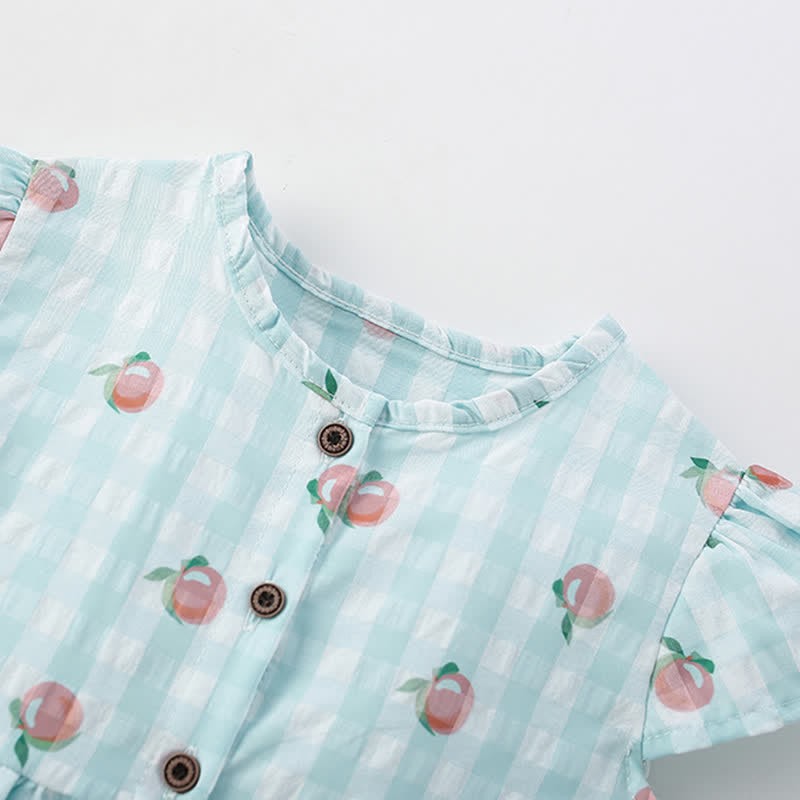 Toddler Green Plaid Peach Lovely Dress - image 3