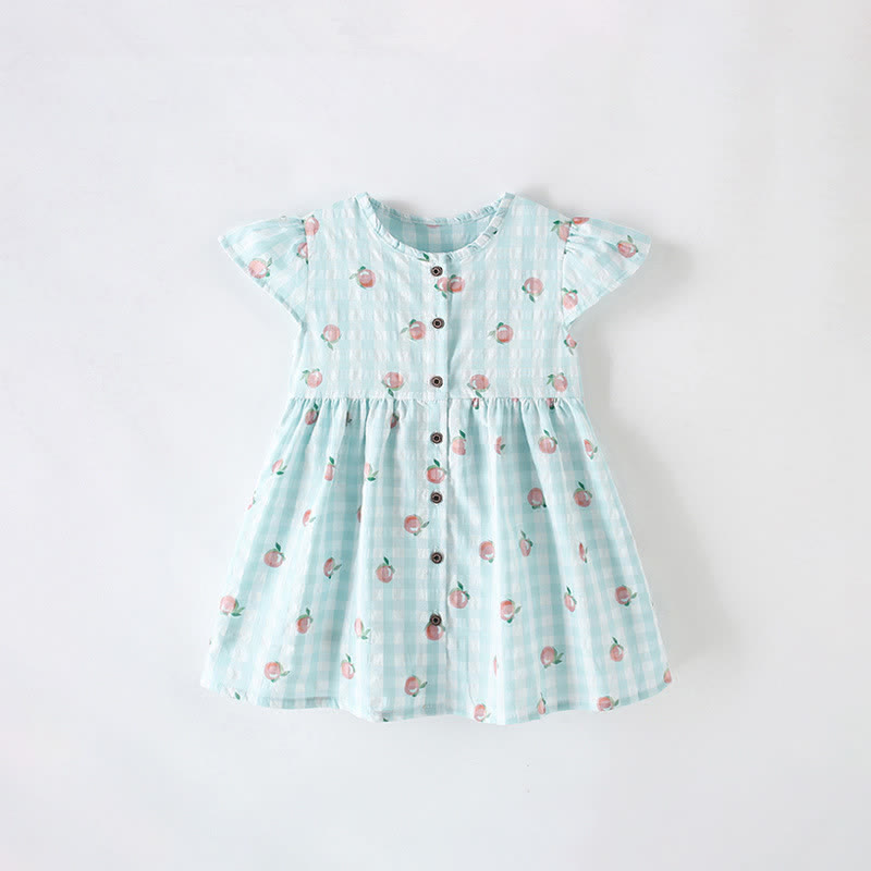 Toddler Green Plaid Peach Lovely Dress - Green - 12Y - image 1