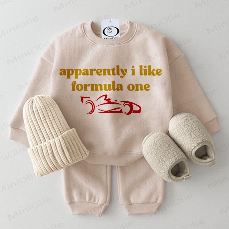 APPARENTLY I LIKE FORMULA ONE Baby 2-piece Beige Set - Apricot - 2-3T - image 1