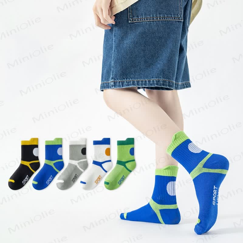 5 Pairs Toddler Color Block Socks - image 2
