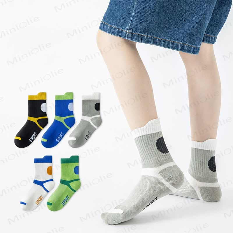 5 Pairs Toddler Color Block Socks - image 1