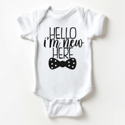 HELLO I'M NEW HERE Baby Bow Bodysuit - White - 18-24M - image 1