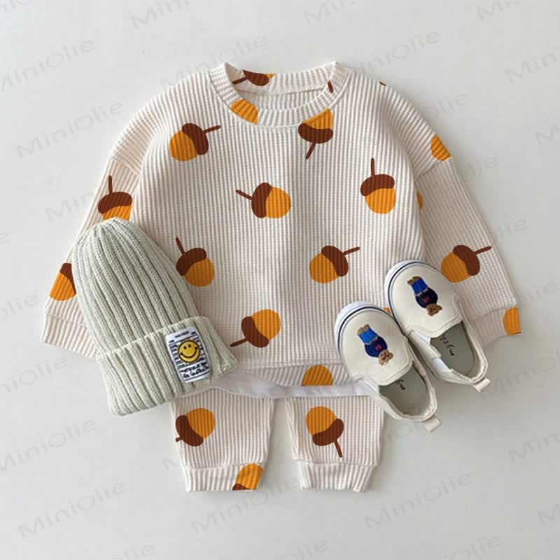 Baby Toddler Acorn Waffle 2-piece Set - Apricot - 3-5T - image 1