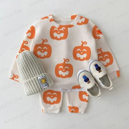Baby Toddler Halloween Pumpkin Waffle 2-piece Set - Apricot - 3-5T - image 1