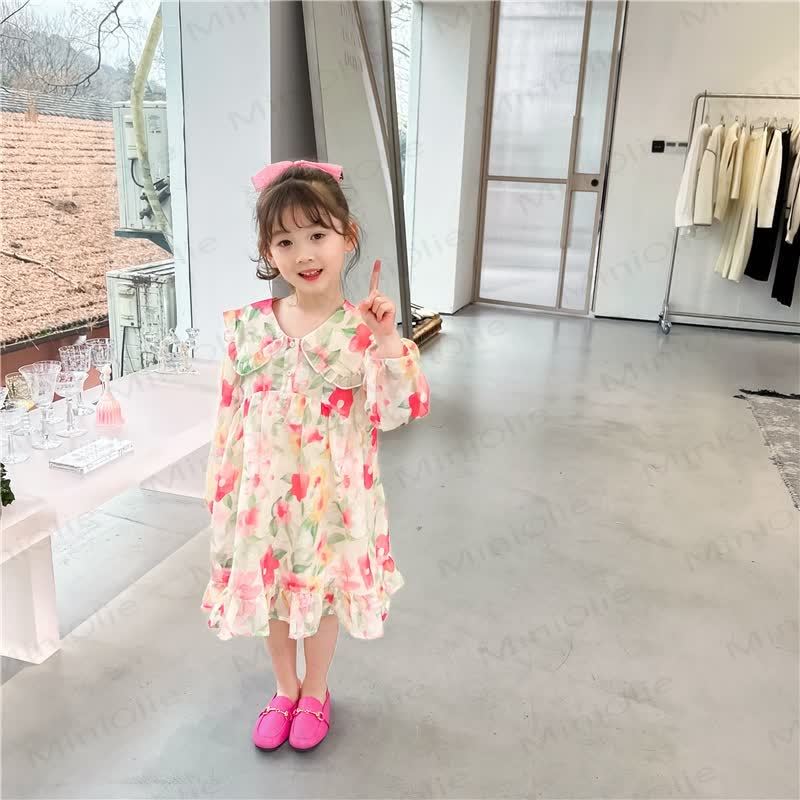 Toddler French Flower Beige Lapels Dress - image 4