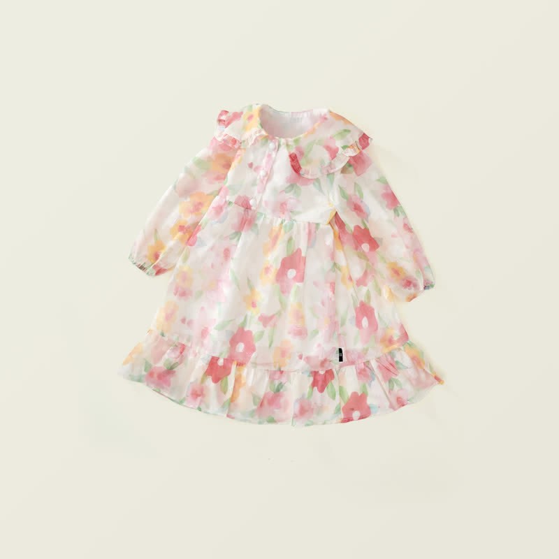 Toddler French Flower Beige Lapels Dress - image 2