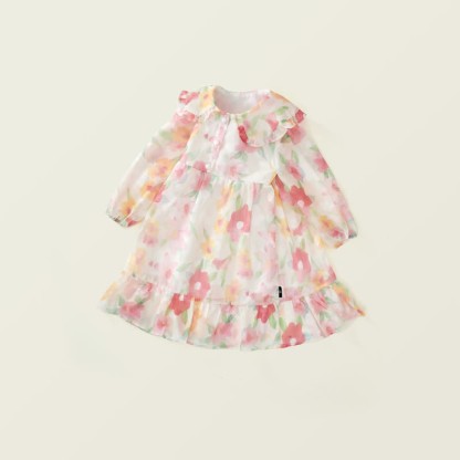 Toddler French Flower Beige Lapels Dress - image 2