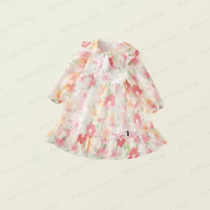 Toddler French Flower Beige Lapels Dress - image 2