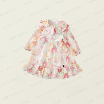 Toddler French Flower Beige Lapels Dress - image 2