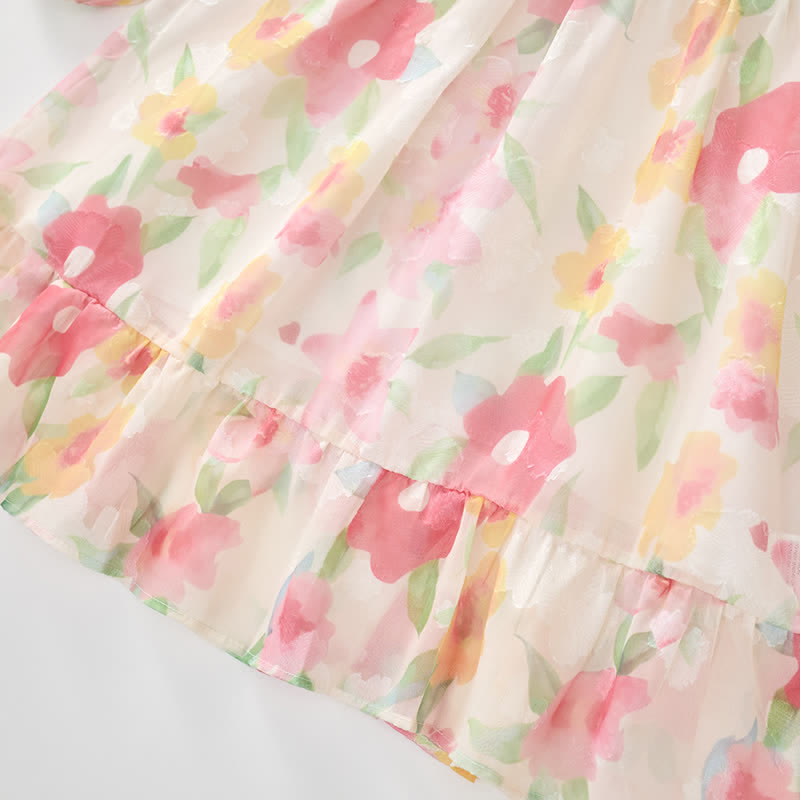 Toddler French Flower Beige Lapels Dress - image 15